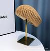 Fashionable Hollowed Out Grass Woven Beret For Children'S Summer Korean Breathable Fashion Hat, Casual And Versatile Painter Hat