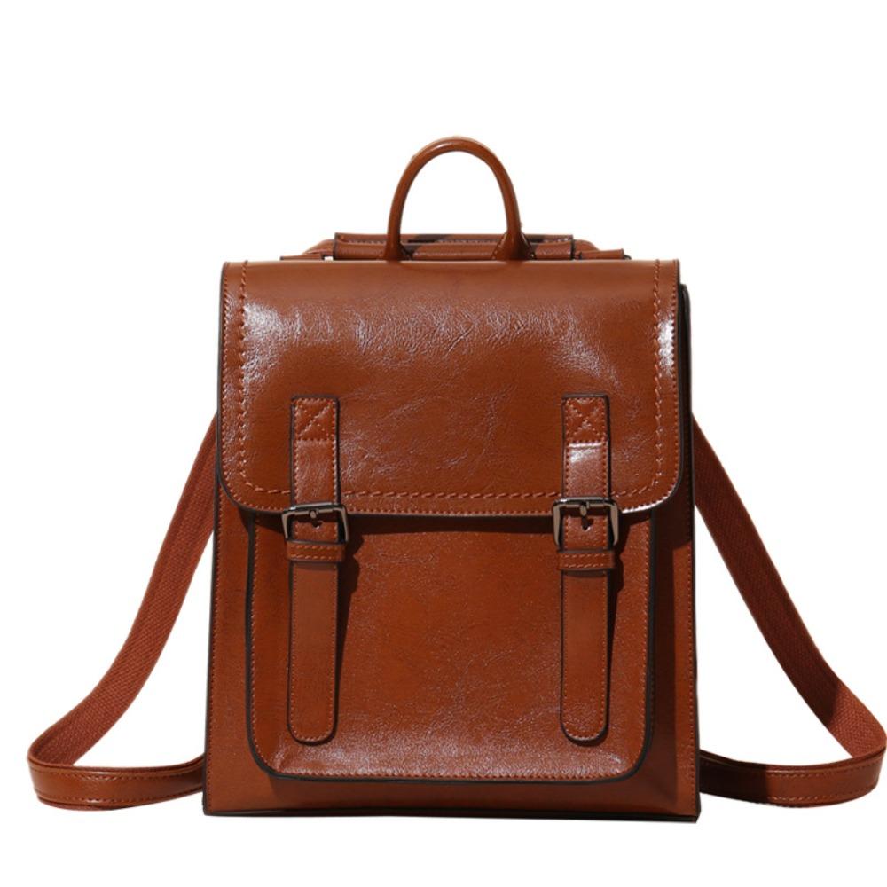 Versatile Leather Women's Bag Oil Wax Cowhide Women's Backpack Backpack