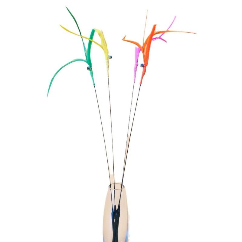 Cat Toys, Dog Tail Grass Long Stick, Cat Teasing Stick, Feather Steel Wire, Flexible, Relaxing and Self-entertaining