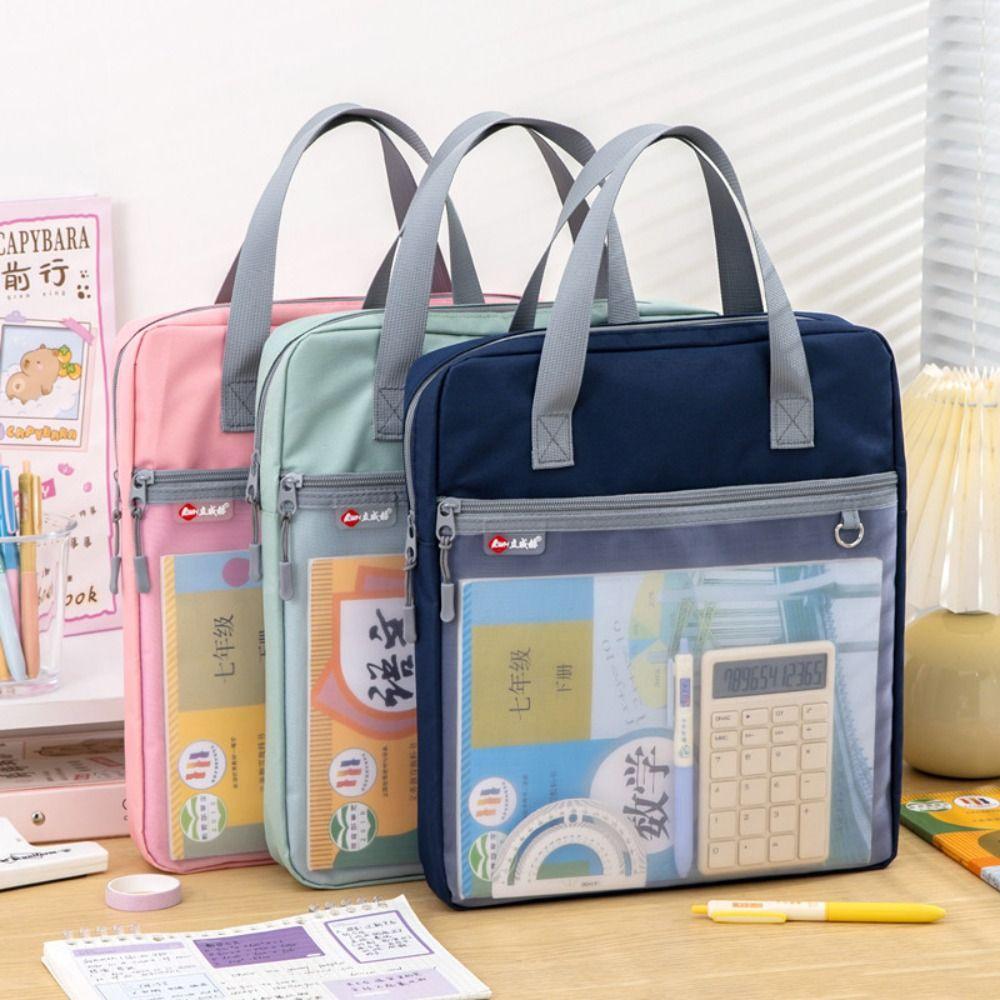 Multifunctional Zipper Pouch Bag A4 Document Bag New Data Storage Bag  School Office Supplies