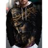 Men's Individual Hoodie / Trendy Street Style Wearing a Crown of Thorns, Downcast Face