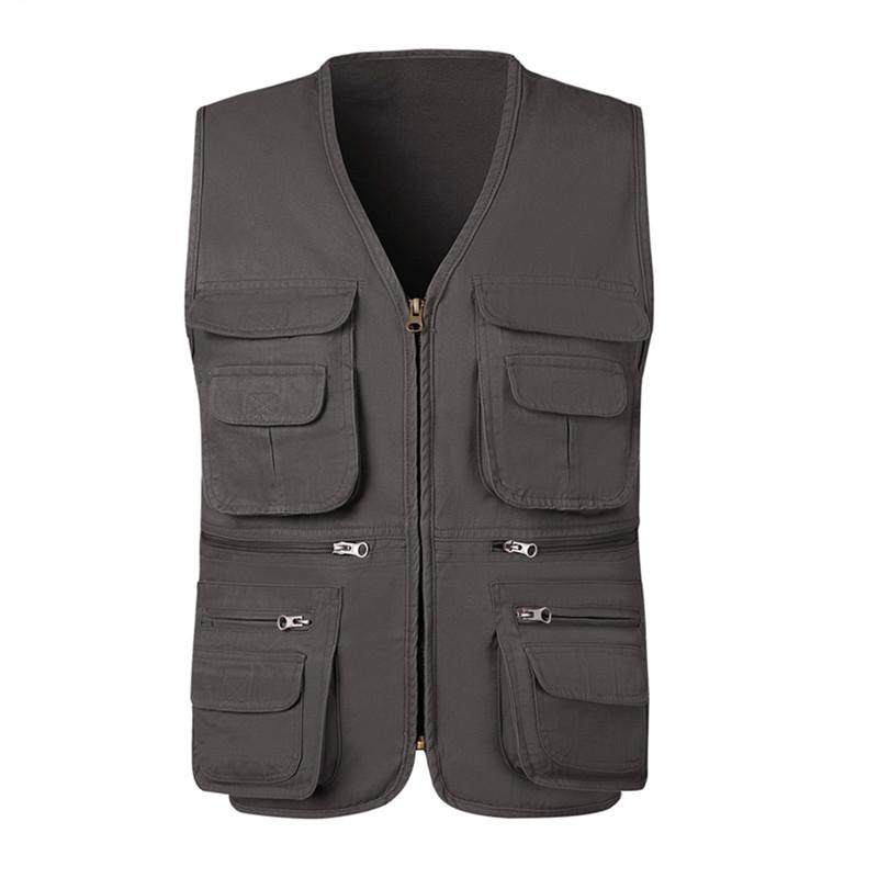 New Men's Cargo Vest Winter Thick Fleece Warm Sleeveless Jacket Solid Color Tactical Coat Men Pockets Work Waistcoat 6XL