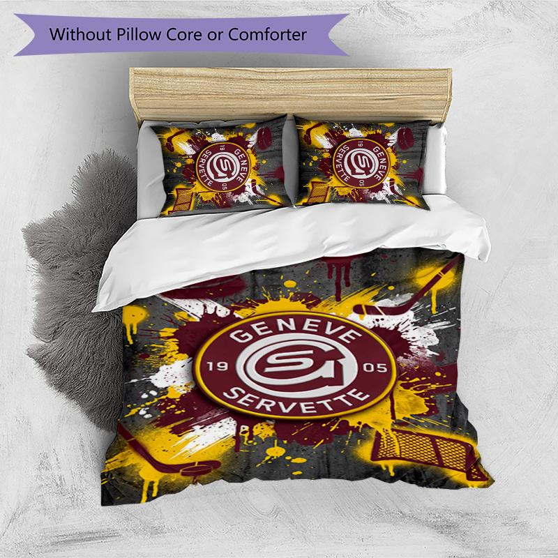 Set Biancheria da Letto 3 Pezzi Stampato Servette FC Traspirante Copripiumino con Federe Biancheria da Letto Decorativa per Camera da Letto Casa