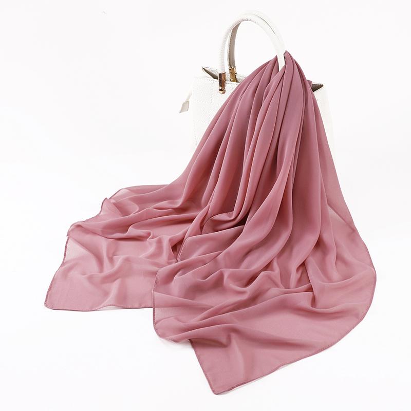Muslim Chiffon Hijab Scarf for Women Big Solid Color Head Wrap for Women Hijabs Scarves Ladies Muslim Veil Jersey Hijabs Turban