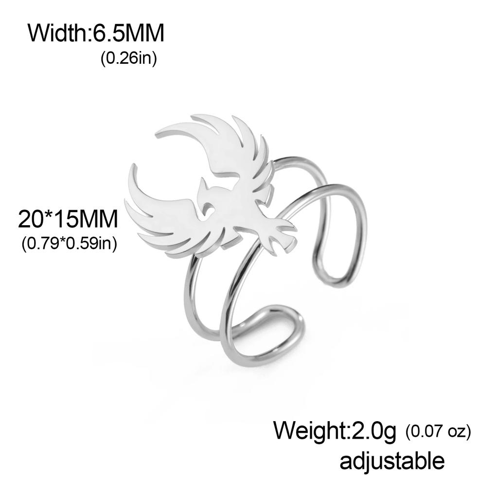 Phoenix Totem Women's Open Ring Stainless Steel Gold Animal Finger Rings Jewelry Gifts Trendy In