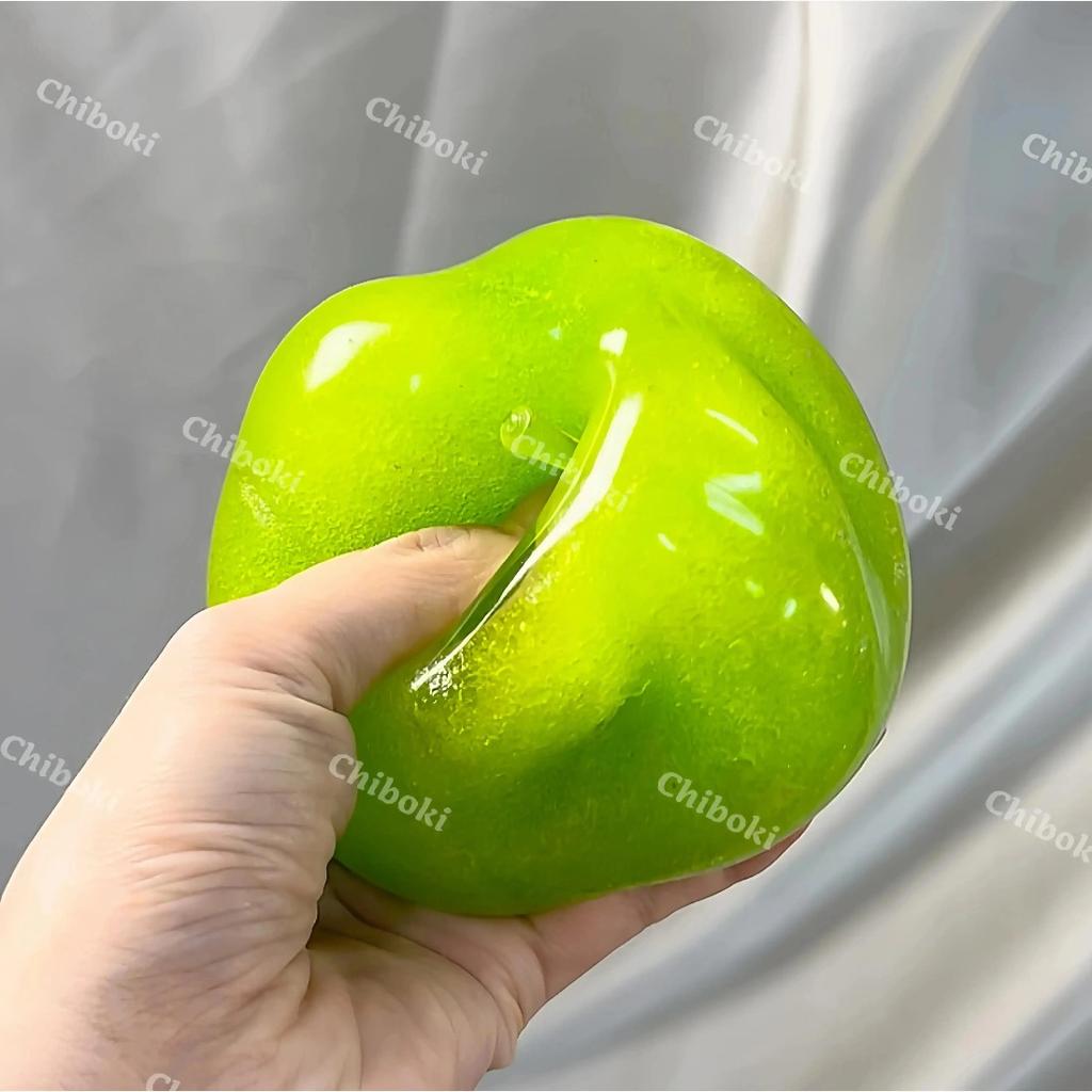 Green Apple Slushie Squishy Fidget Toy, Crunchy Moldable Non-Rebound Sensory Stress Reliever for Medium Grip Strength.