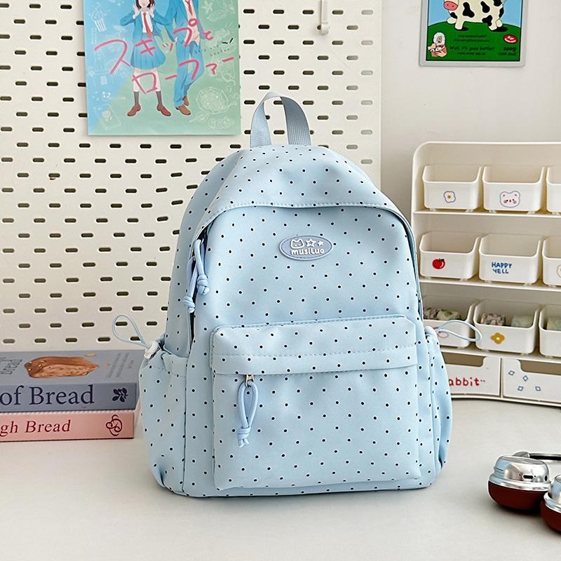 Schoolbag Women's New High-value Japanese Ins Fresh Candy Color Polka Dot Backpack Junior High School Students Lightweight Backpack