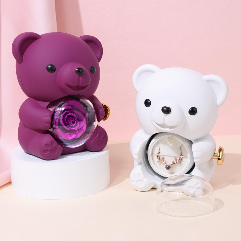 Cross-border Hugging Bear Eternal Rose Jewelry Box