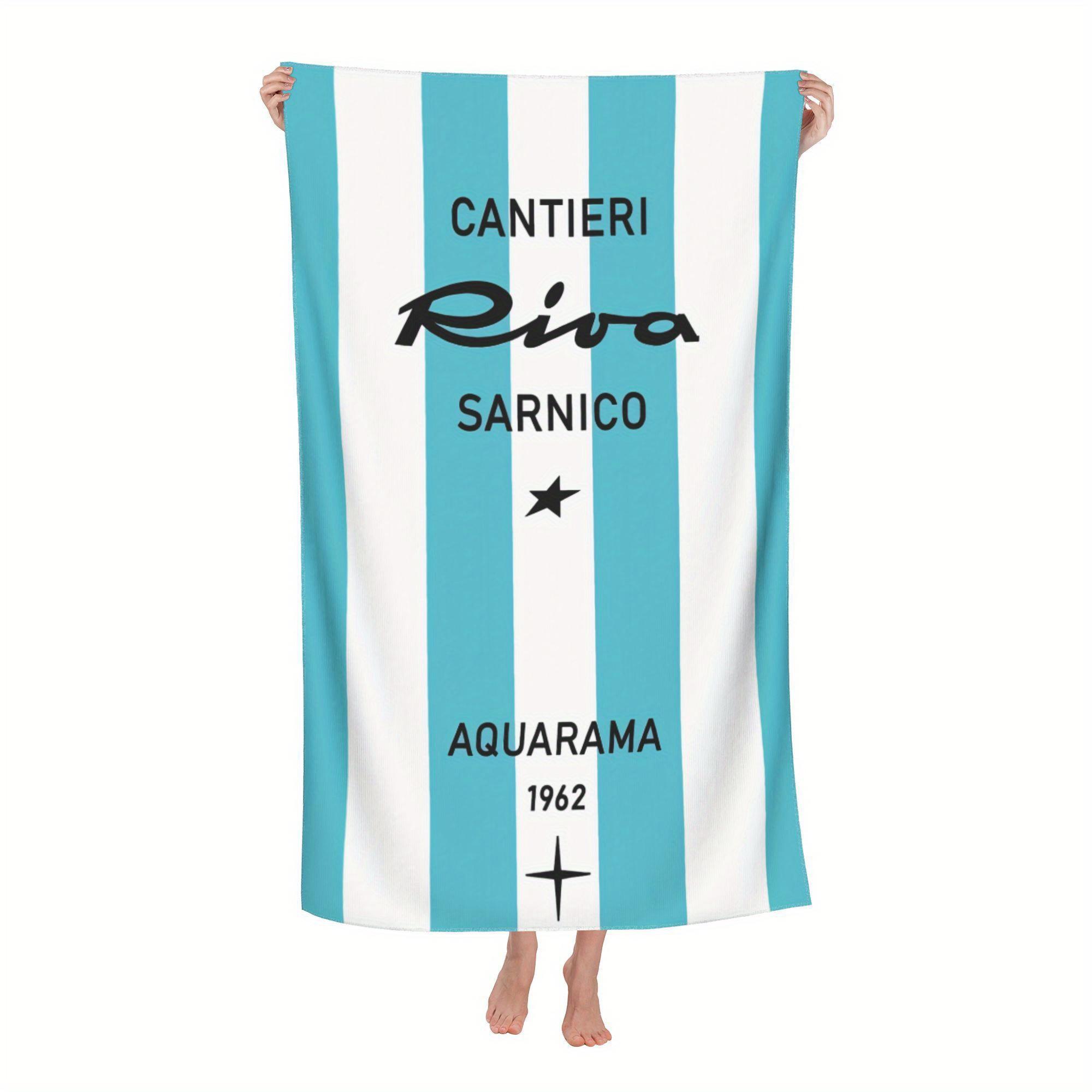 

Cantieri Riva Sarnico Inspired Microfiber Beach Towel - Stylish Teal & White Design with Riva Sarnico Text, Perfect for Swimmi W30*H60(CM)