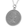 Florin Coin Silver 925 Necklace 2 Shillings Coin Elizabeth II Pendant British Silver Coin Simple (with Chain)