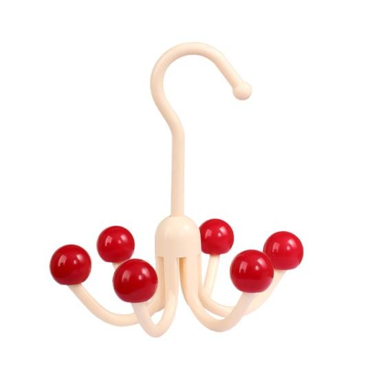 Clothes Hooks with 6 Claws Strong Load-bearing 360-Degree Rotatable Easy to Install Underwear Bags Hanger Closet Organizer