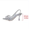 Ladies Shoes 2025 New Pointed Toe Elegant Modern Women's Sandals Classics Crystal Open Toe Slip on Thin Heel Party Dress Sandals