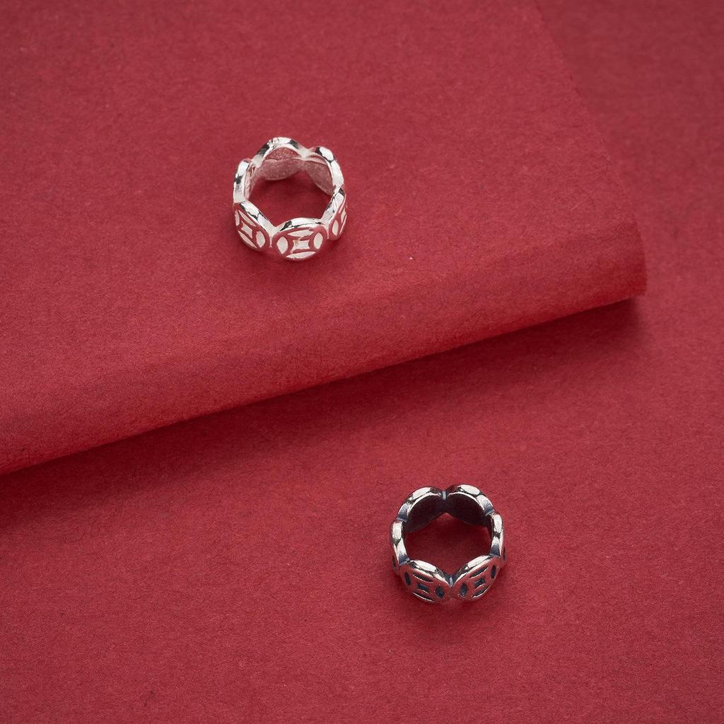 Chinese Style S925 Sterling Silver Large Hole Coin Spacer Wheel Beads for DIY Jewelry Making - Bracelet and Necklace Accessories.