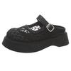 2025 New Mesh Hollow Big Head Metal Buckle Thick Bottom Muffin Heightening Small Bag Head Half Slippers Women's Shoe Holder