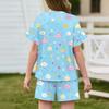 Girls' Summer Outfit Ruffle Sleeve Top And Shorts Clothing Set Lightweight Casual Two Piece
