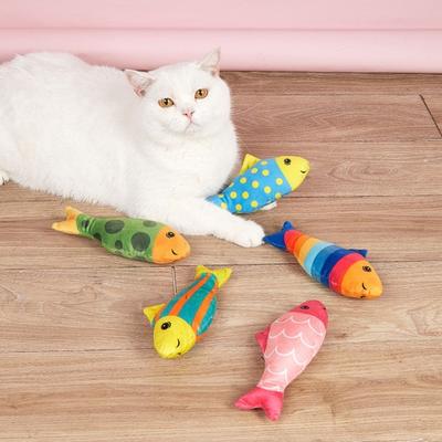 Interaktives Katzenminze-Spielzeug mit Katzengras im Inneren, verbessert die Bindung, verhindert Schäden an Möbeln, Fischform, bissfest, erleichtert Katzenspielzeug