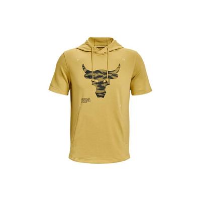 Project Rock Hooded Training Sports Fit Straight-Cut Short Sleeve T-Shirt Men Tops Yellow 1370465-760
