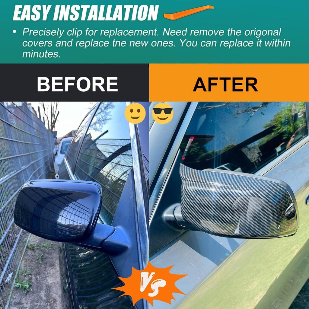 Sport Carbon Fiber Side Mirror Cover Caps Replacement for 2005-2010 BMW 5 Series E60 M5 545i 550i M6 E64 645Ci 630i 650i E63 Accessories Exterior