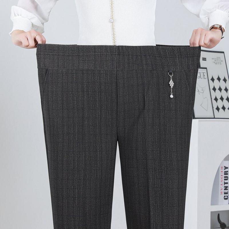 

Базовые эластичные брюки с высокой талией больших размеров для зрелых женщин - Весенне-осенние повседневные прямые 7XL