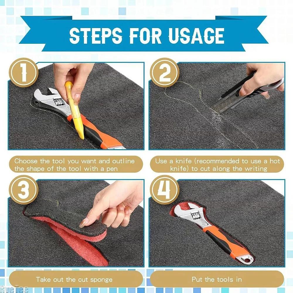 4Pcs Tool Box Foam Inserts Packing Foam Pads Camera Case Cushioning Insert Sheet for Transport DIY Crafts Toolbox Liner