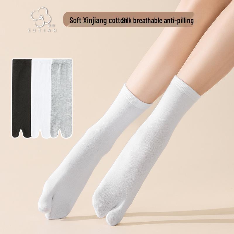 Women's Velvet Mid-Calf Flip-Flop Socks - Summer Thin Split-Toe Design