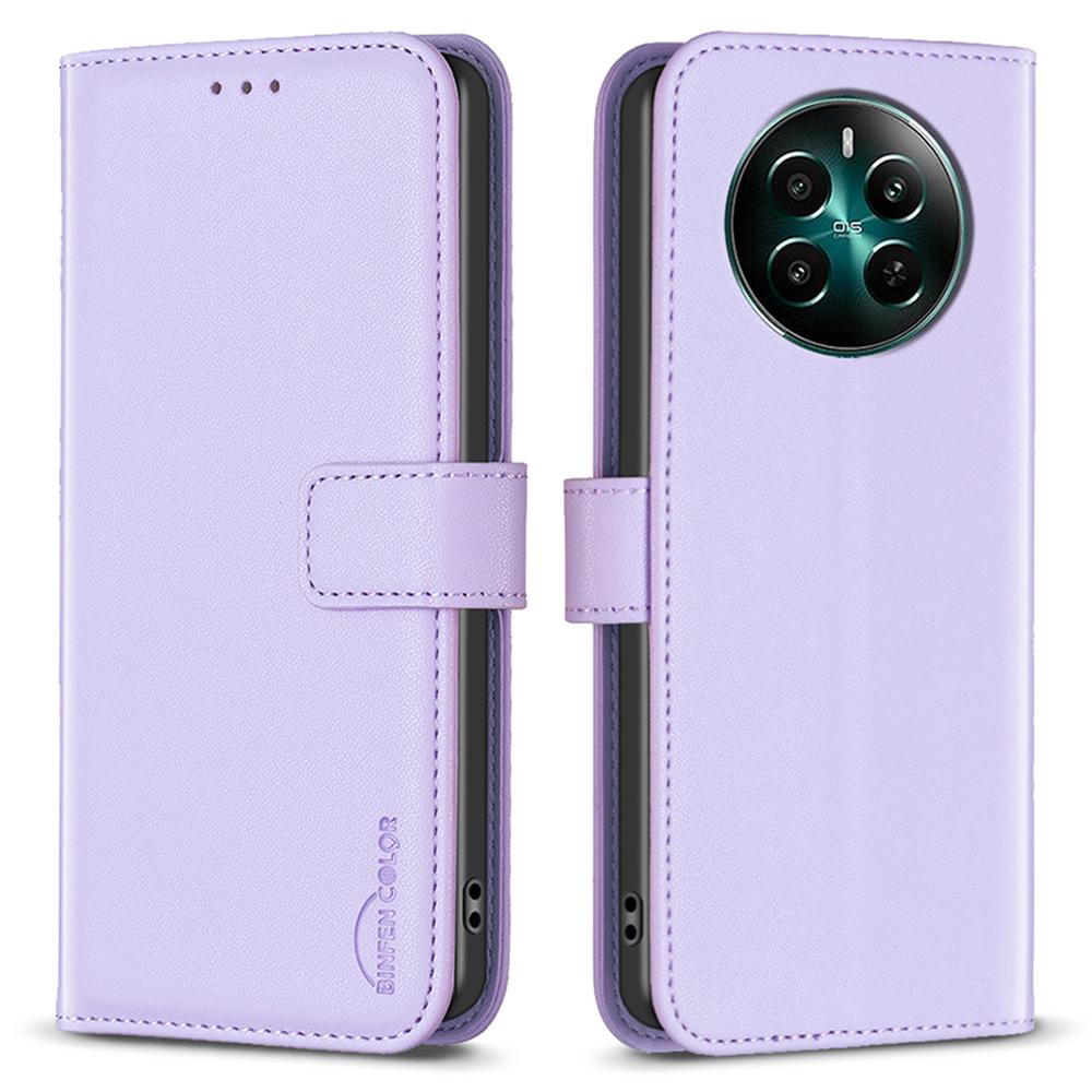 BINFEN COLOR BF17 For Realme 12 4G/12+ 5G Case PU Leather Folio Magnetic Clasp Stand View Phone Cover