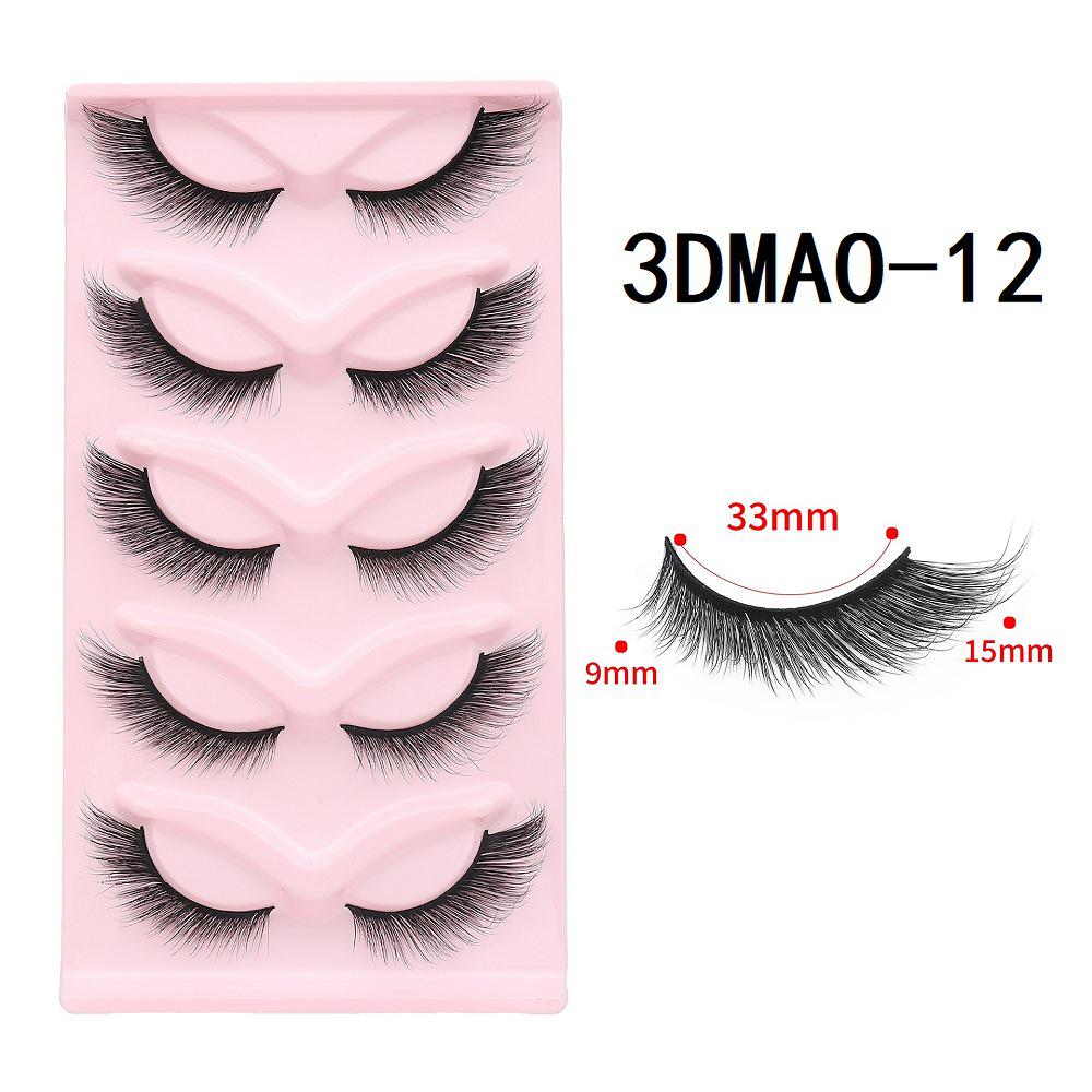 3D Cat Eye False Eyelashes - Dense Tail Lengthening Style, Pack of 5 Pairs
