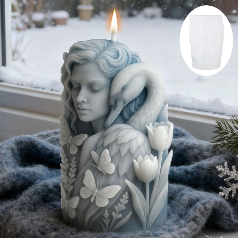 Sturdy Silicone Cygnus Girl Candle Mould for Creating Elegant Christmas Decorations and Gift