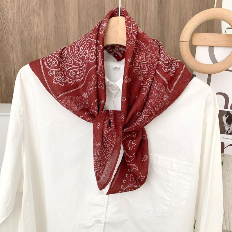 Square scarf new neck scarf scarf small shawl travel bag headscarf versatile cashew flower silk scarf
