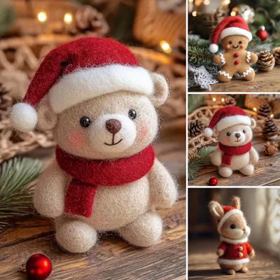 Weihnachtsfilzschmuck Handgemacht Wolle Filz Hase Lebkuchenmann Bastelarbeiten für Etagere Tischdeko