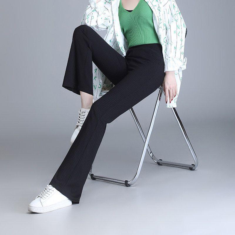 

Ice Silk Flared Pants for Women, Summer Thin Style, 2026 Hot Trend, High-Waisted, Slimming, Drapey Banana Wide-Leg Flared Pants Little Black Man 3XL