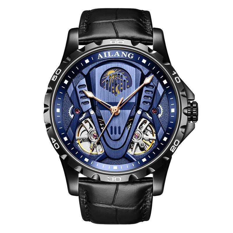 Fase Lunare Impermeabile 3Bar Automatico Logo Personalizzato 2026 Ultimo Best Seller Doppio Tourbillon Orologio Meccanico Moda Sportivo