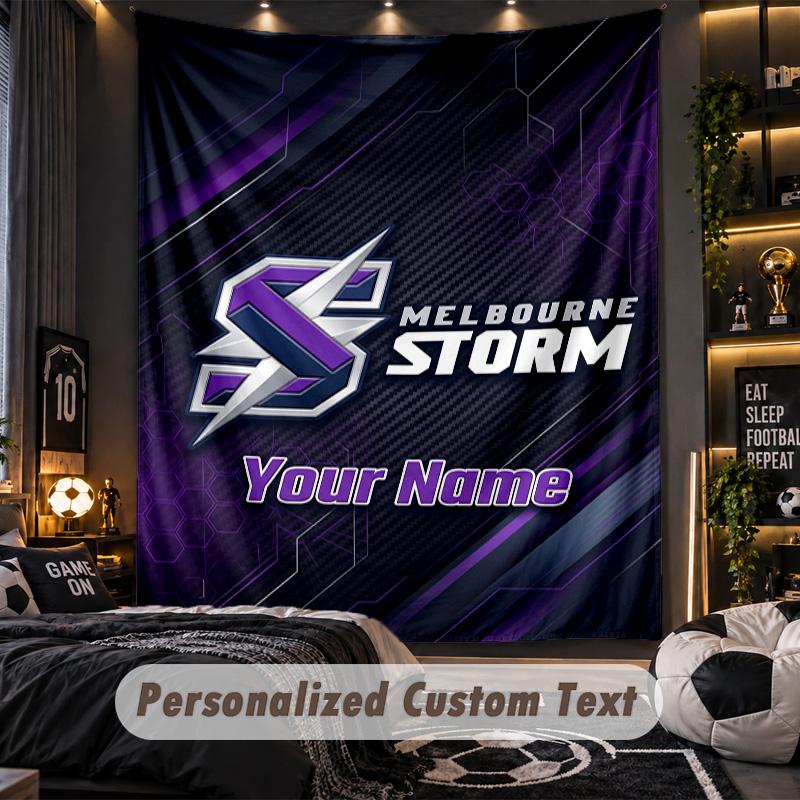 TapestryMelbourne Storm Custom Name Text Personalized Wall Hanging Tapestry Home Wall Decor