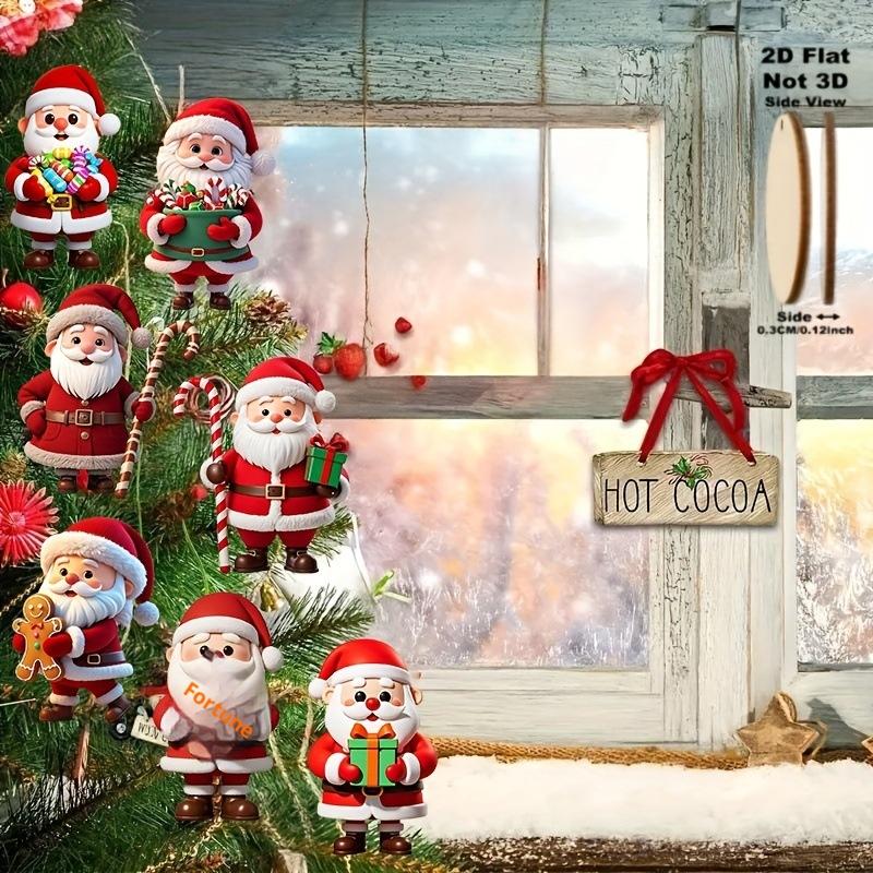 

10 шт. Рождественский деревянный пряничный человечек Санта-Клаус 2D плоская деревянная подвеска украшение для рождественской елки идеальный праздничный подарок декор красный