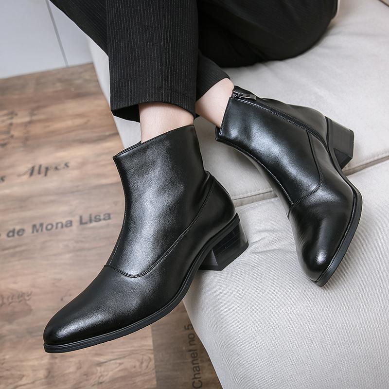 Fashion New Brand Cowboy Boots Chelsea Men's Boots All-match Leather Men Designer Boots Fashion Casual High Top Business Walking Shoes