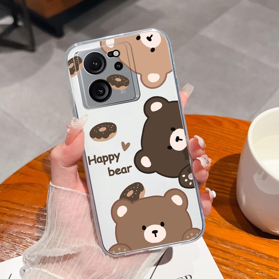 Clear Case For Xiaomi 13T Pro Soft TPU Silicone Cute Cartoon Back Cover For Xiaomi 13 T 13TPro Anti Drop Lightweight Phone Cases