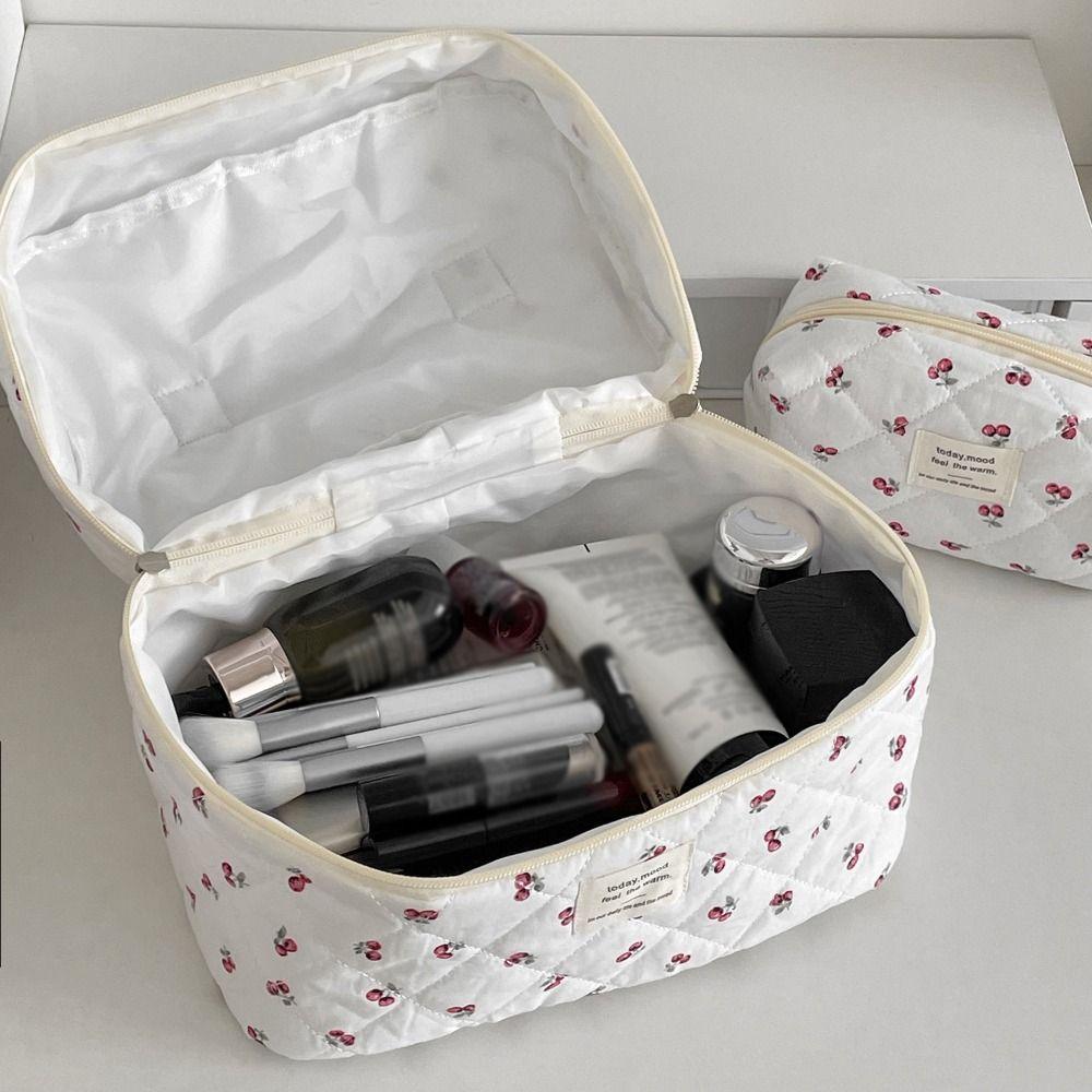 Floral Toiletry Cosmetic Pouch Flower Printed Makeup Lipstick Case Stationery Storage Bag  Casual
