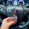 Crystal Flower Remote Key Bag Leather Crystal  Keychains Key Cover  Car Key Cover