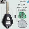 DR 433.92MHz ID46 Chip TOY43 Blade Car Remote Key Fob For Suzuki Isuzu D-Max Holden Colorado