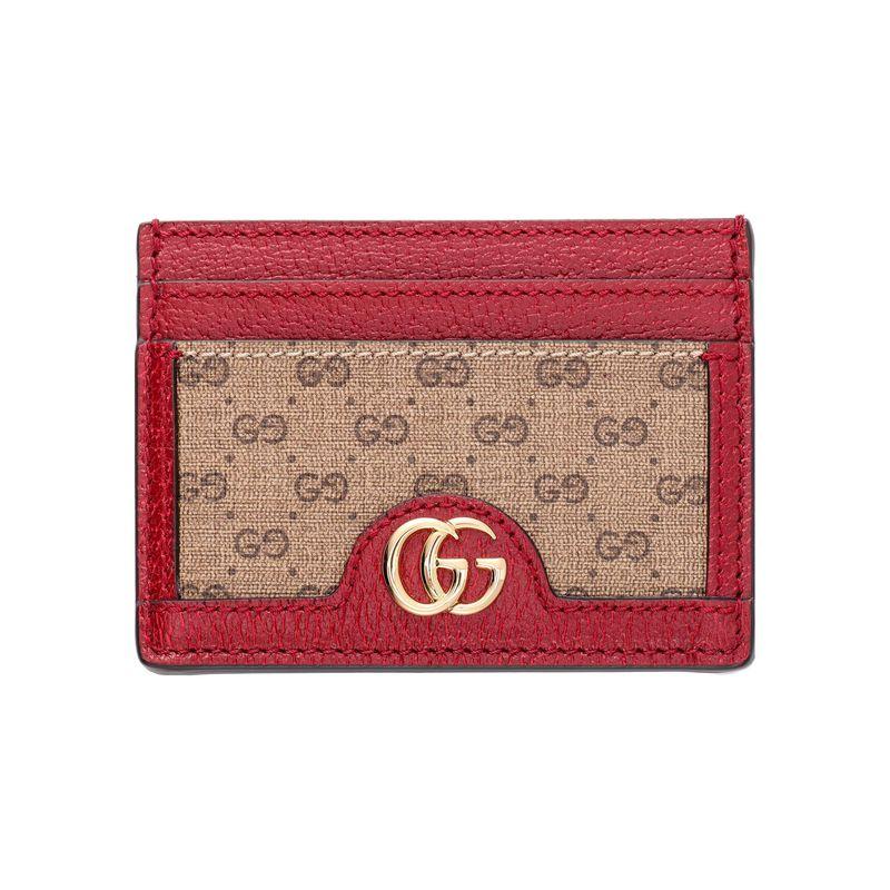Gucci X Doraemon Collaboration Vintage Logo Canvas And Leather Card Holder Unisex Card Holder Ebony Red 654539-2T4AG-9795