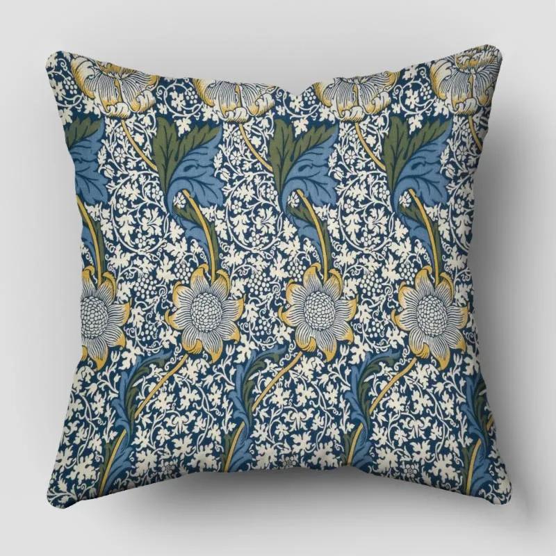 William Morris Pillow Cover Bedroom Home Office Decorative Pillowcase Square Zipper Pillow Cases Satin Fabric Eco-Friendly