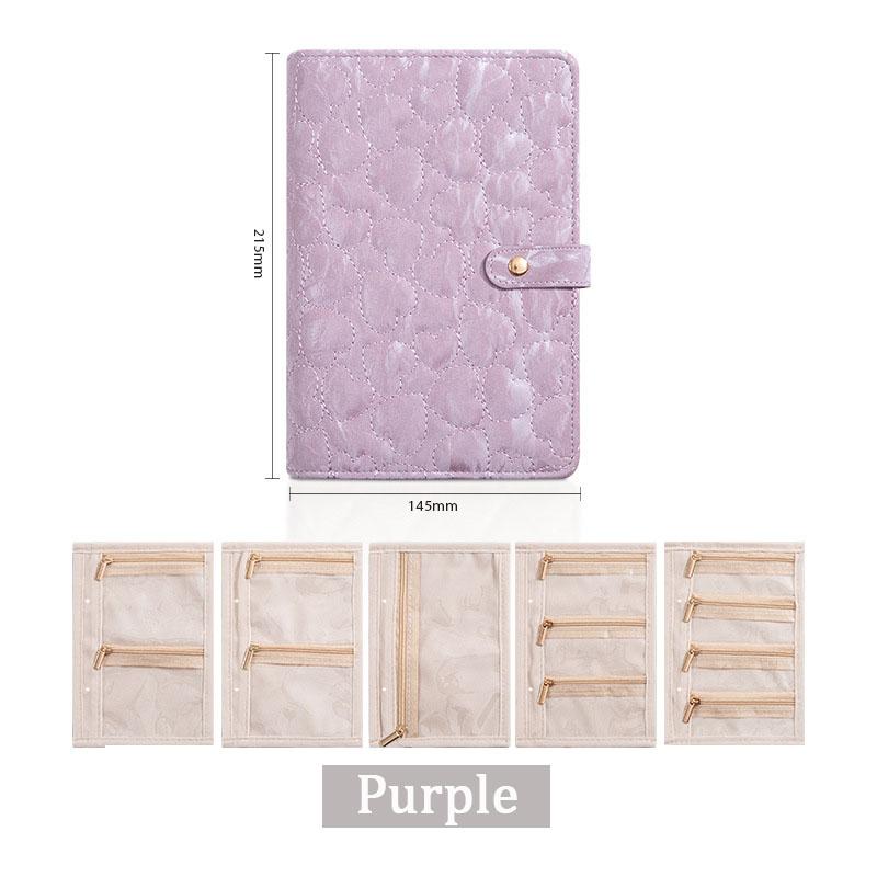 Vysoce kvalitní průhledná kniha na ukládání šperků Sametová se zipem Vazební kniha na náhrdelníky Luxusní PU kůže Průhledné kapsy