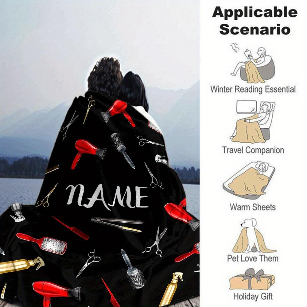 Hair Salon Tools Blanket With Customizable Name Four Seasons Comfortable Shawl Blanket Suitable For Home Travel Camping Office Decoration Perfect Gift