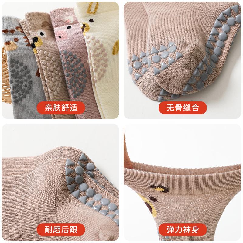 Four Season Boneless Anti Slip Adhesive Indoor Crawling Socks, Walking Floor Socks, Newborn Baby Long Tube Socks for Children's Knee Pads