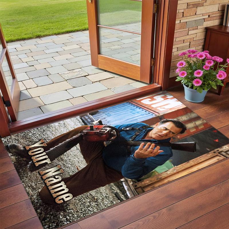 Crystal Velvet Rug Custom Name Text, Soft Non Slip Floor Mat Home DecorEvil Dead Ash Williams