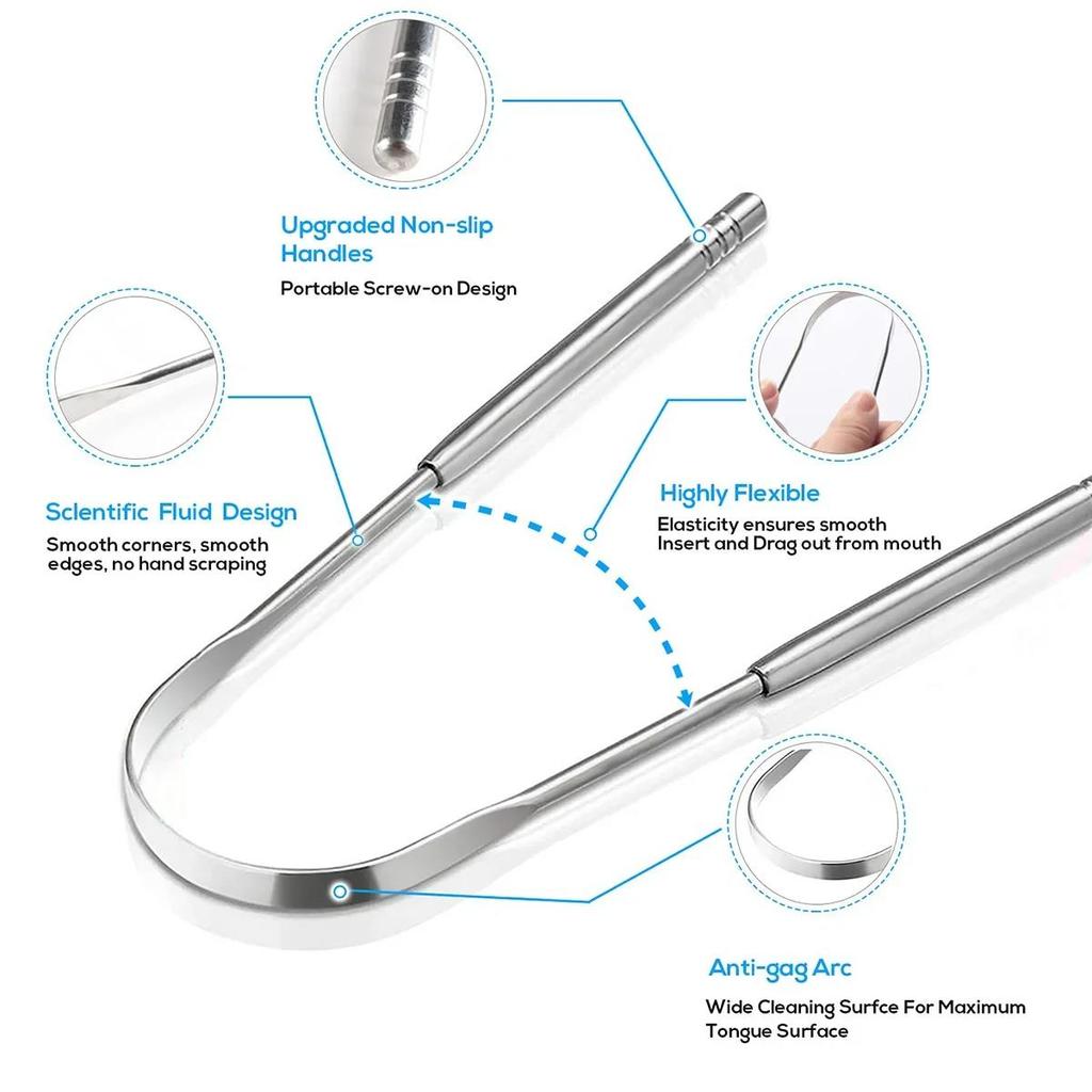 Premium 1pcs/3pcs Metal Tongue Scraper Cleaner for Adults Kids Portable Stainless Steel Tongue Scrapers Brushes for Removing Mass Air Flow 3