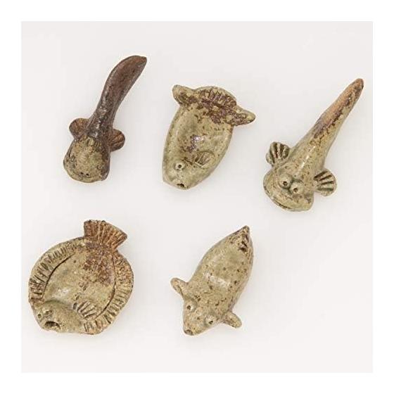 Marui Pottery Shigaraki Ware Hechimon Chopstick Rest Set (5 Pieces) - Five Types of Fish: Pufferfish, Ocean Sunfish, Mudskipper, Catfish, Flounder