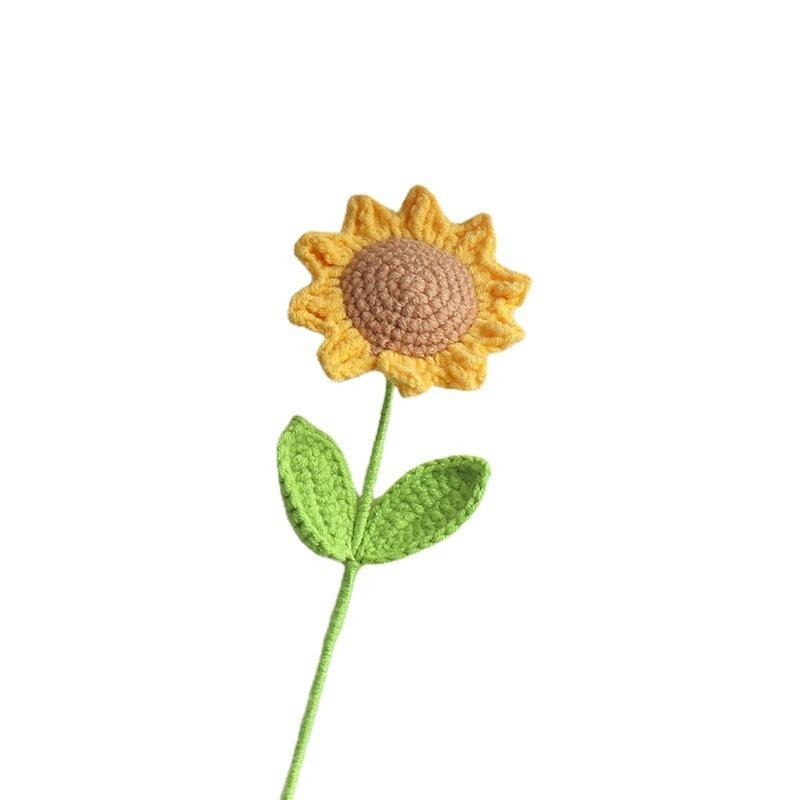 Artificial Flowers Handmade Crocheted Yarn Sunflower, Outdoor Garden Wedding Bride Bouquet Christmas Home Vase Holiday DIY Gift