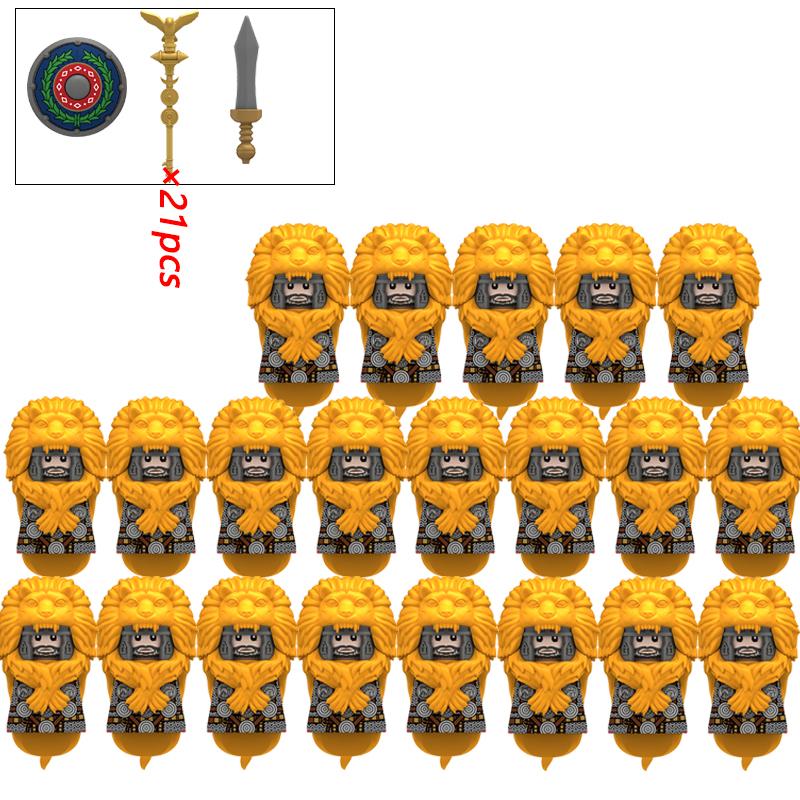 11/21pcs N818-821 Rome Medieval Knights Templar Crusade Spartan Warriors Infantry Cavalry Figures Building Blocks Kids Toys