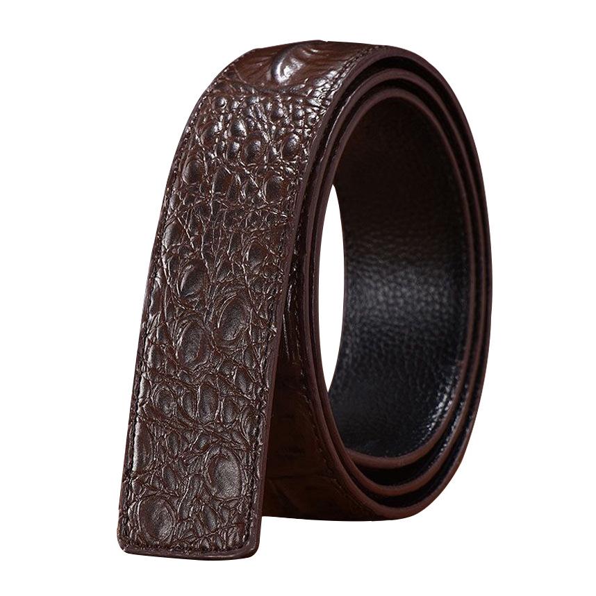 Men's Headless Crocodile Pattern Automatic Buckle Casual Belt with Fishbone Design